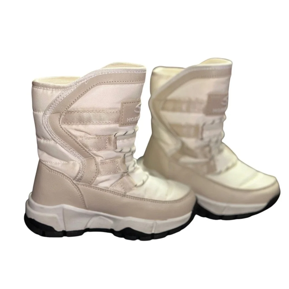 HobiBear‎ Snow Boots Cream White Waterproof  velcro Size 10.5-11.5 toddler